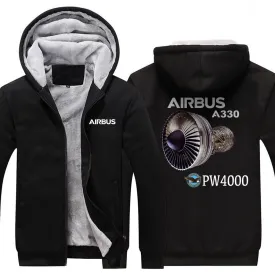 AIRBUS A330 PW4000 WINTER THICK ZIP SWEATSHIRTS
