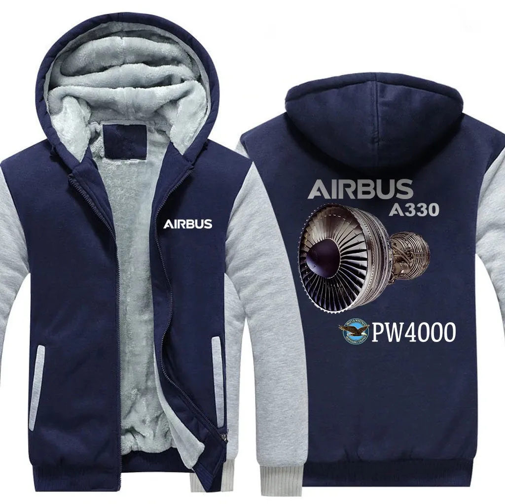 AIRBUS A330 PW4000 WINTER THICK ZIP SWEATSHIRTS