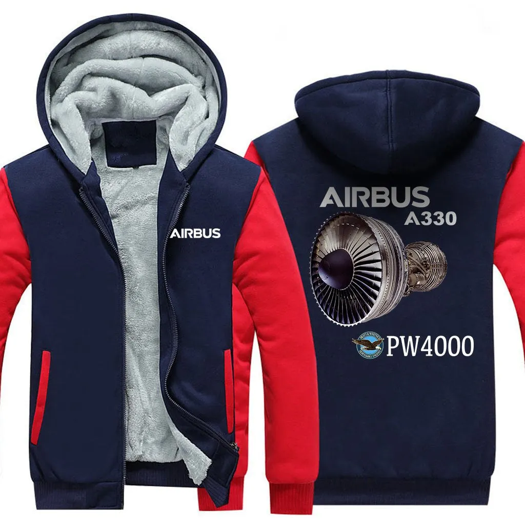 AIRBUS A330 PW4000 WINTER THICK ZIP SWEATSHIRTS