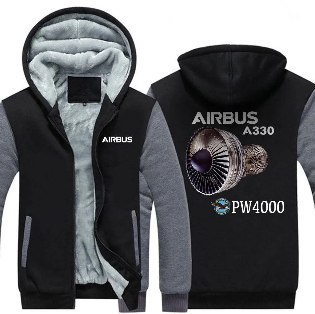 AIRBUS A330 PW4000 WINTER THICK ZIP SWEATSHIRTS