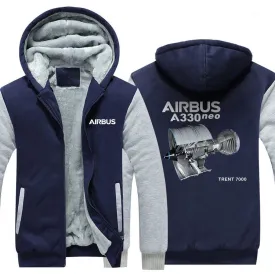 AIRBUS A330NEO TRENT 7000 WINTER THICK ZIP SWEATSHIRTS