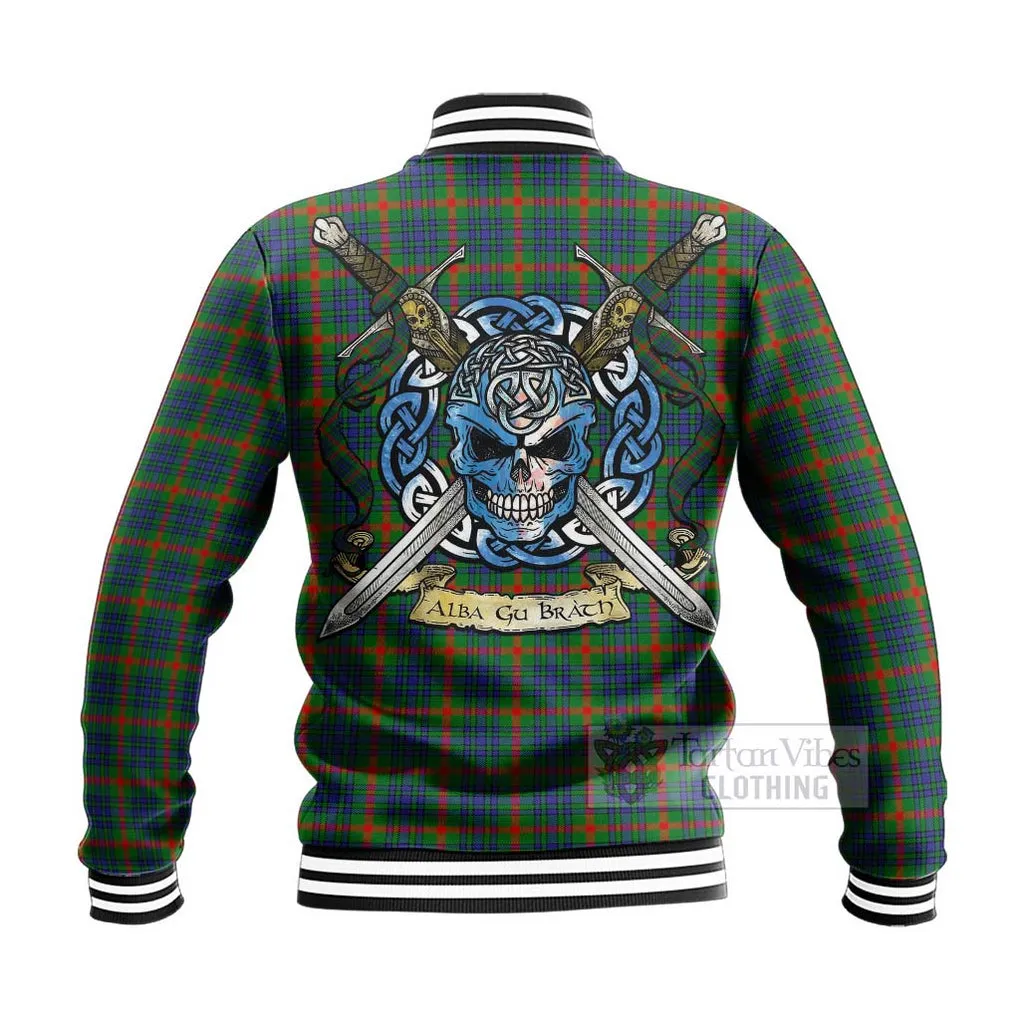 Aiton Tartan Baseball Jacket with Family Crest Celtic Skull Style