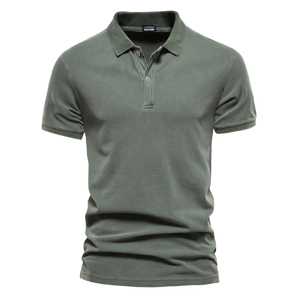 Angelo Ricci™ 100% Cotton Casual Short Sleeve Turndown Polo Shirt