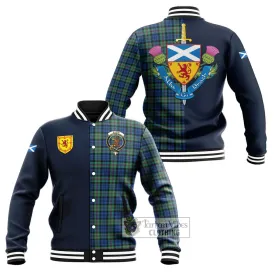 Baird Ancient Tartan Baseball Jacket Alba with Scottish Lion Royal Arm Half Style