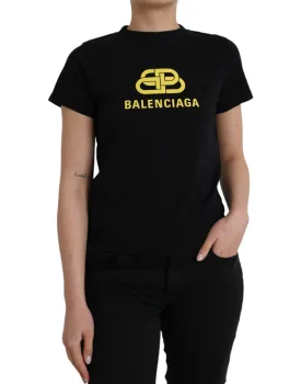 Balenciaga  Cotton Logo Print Crew Neck Short Sleeves Women's T-shirt