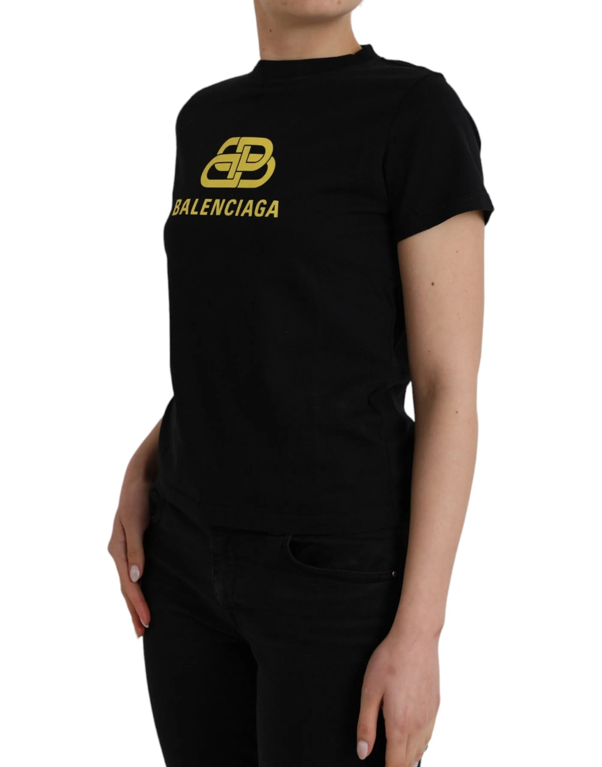 Balenciaga  Cotton Logo Print Crew Neck Short Sleeves Women's T-shirt