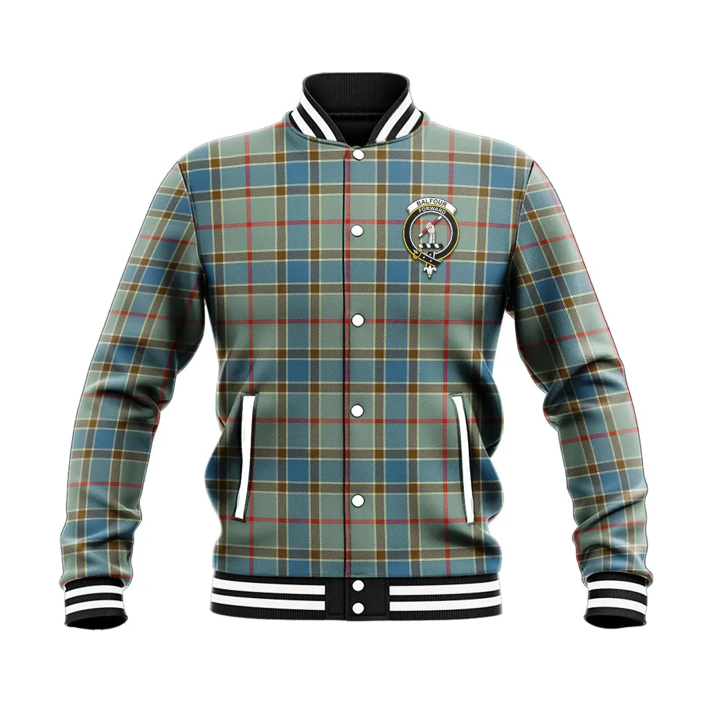 Balfour Blue Tartan Baseball Jacket with Family Crest