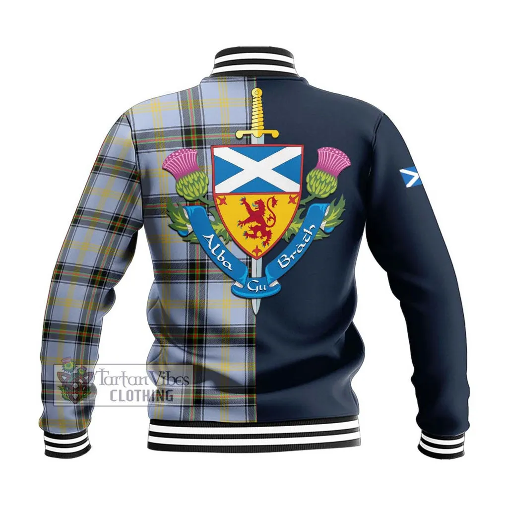 Bell of the Borders Tartan Baseball Jacket Alba with Scottish Lion Royal Arm Half Style