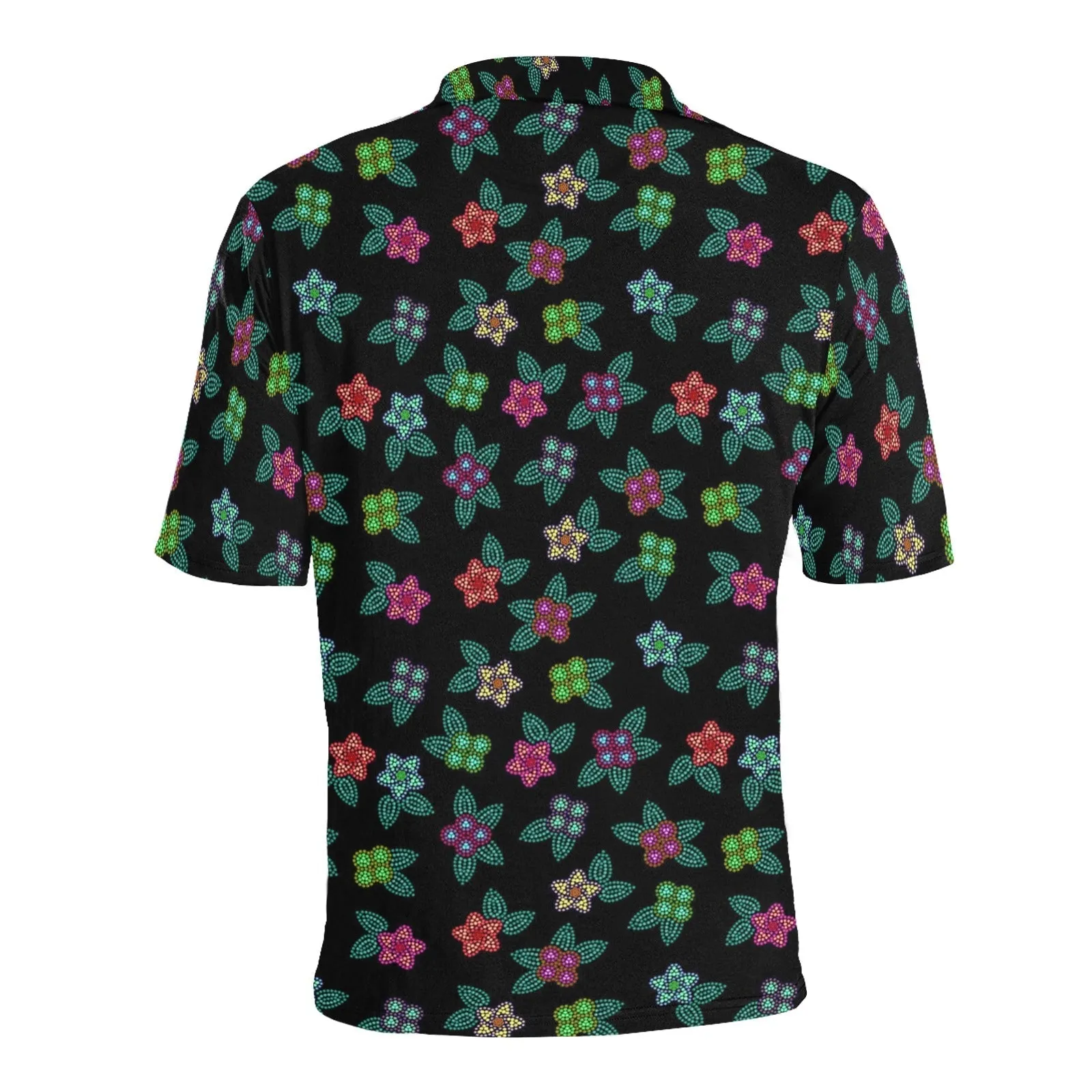Berry Flowers Black Men's Polo Shirt
