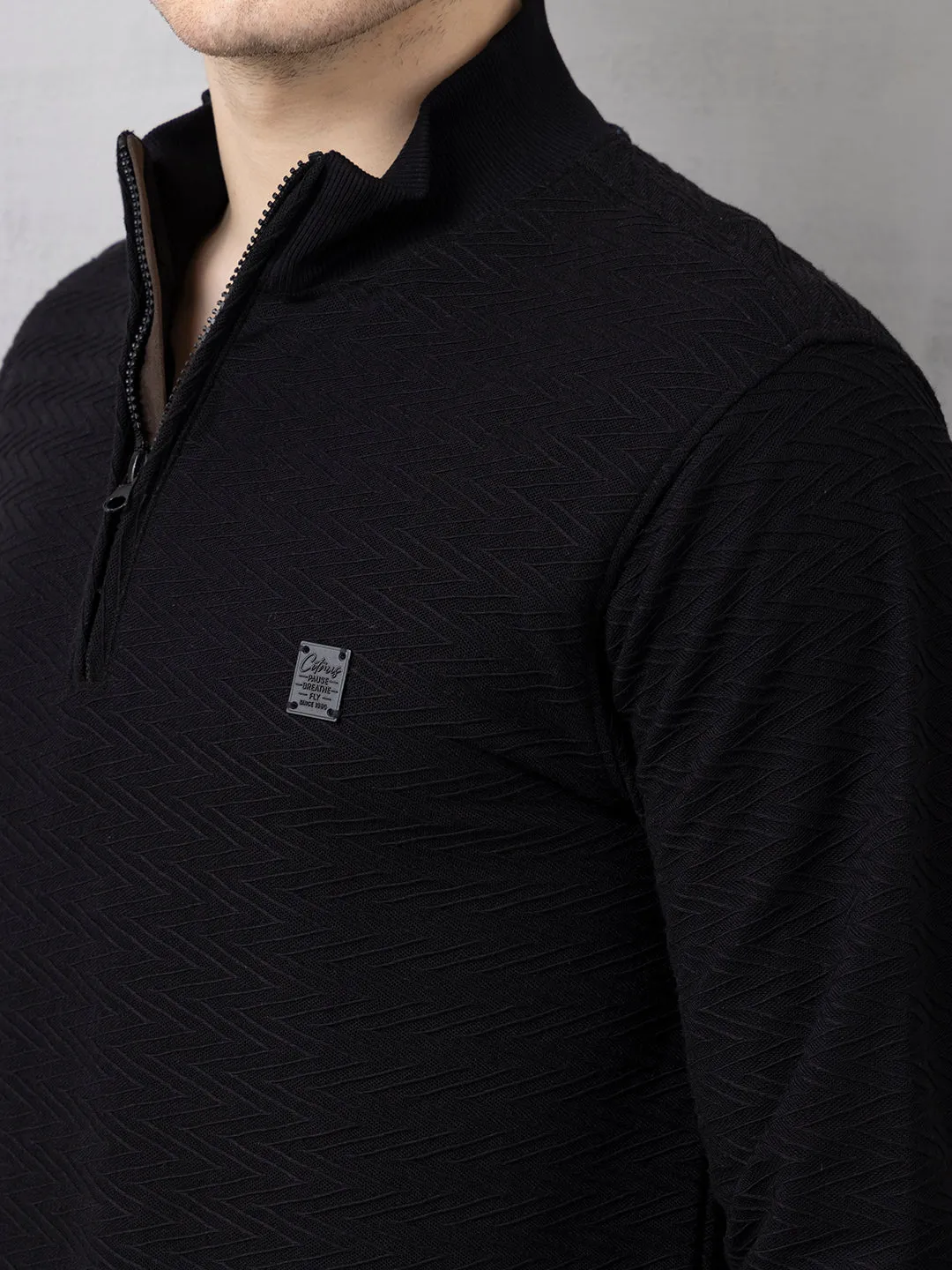 Black Zipper Sweatshirt