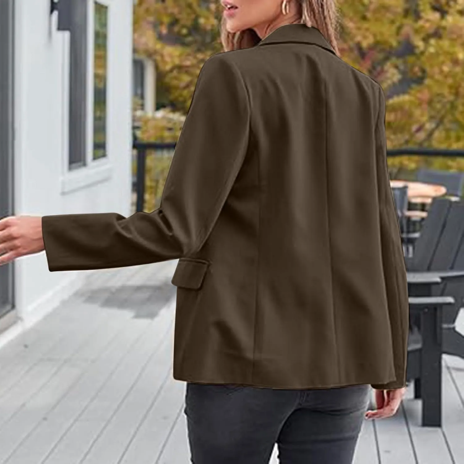 Blazers for Women Business Casual Long Sleeve Lapel Open Front Button Work Office Blazer Jackets with Pockets 2024