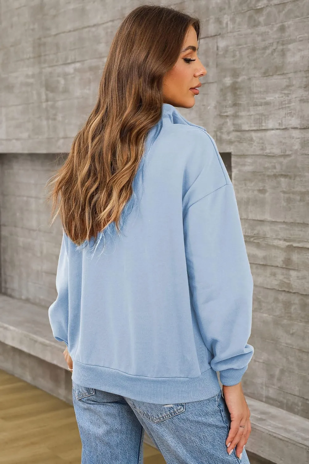 BLENCOT Women Half Zip Oversized Sweatshirts Long Sleeve Fleece Trendy Cropped Pullover Workout Warm Tops With Pockets S-2XL