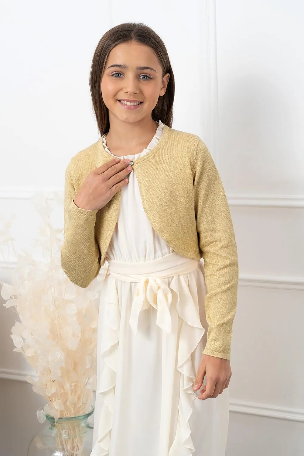 BOLEROSE Girls Long Sleeve Sparkle Cardigan Childrens Kids Bolero Shrug