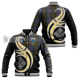 Bowie Tartan Baseball Jacket with Family Crest and Celtic Symbol Style