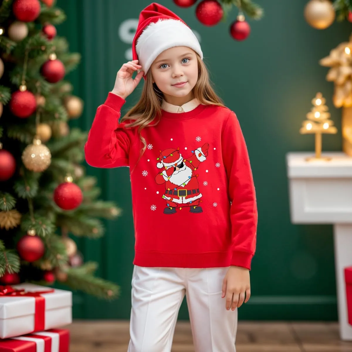 Boys Girls Christmas Sweatshirt Toddler Kids Ugly Xmas Sweater Style Santa Shirt Tops Clothes 1-7 Years