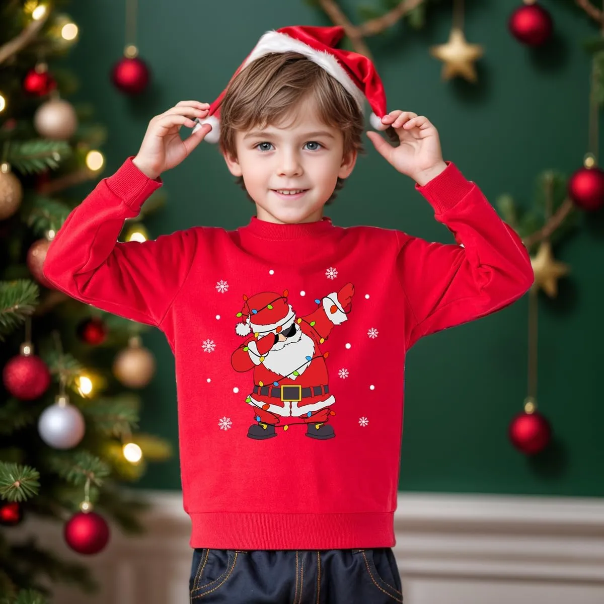 Boys Girls Christmas Sweatshirt Toddler Kids Ugly Xmas Sweater Style Santa Shirt Tops Clothes 1-7 Years