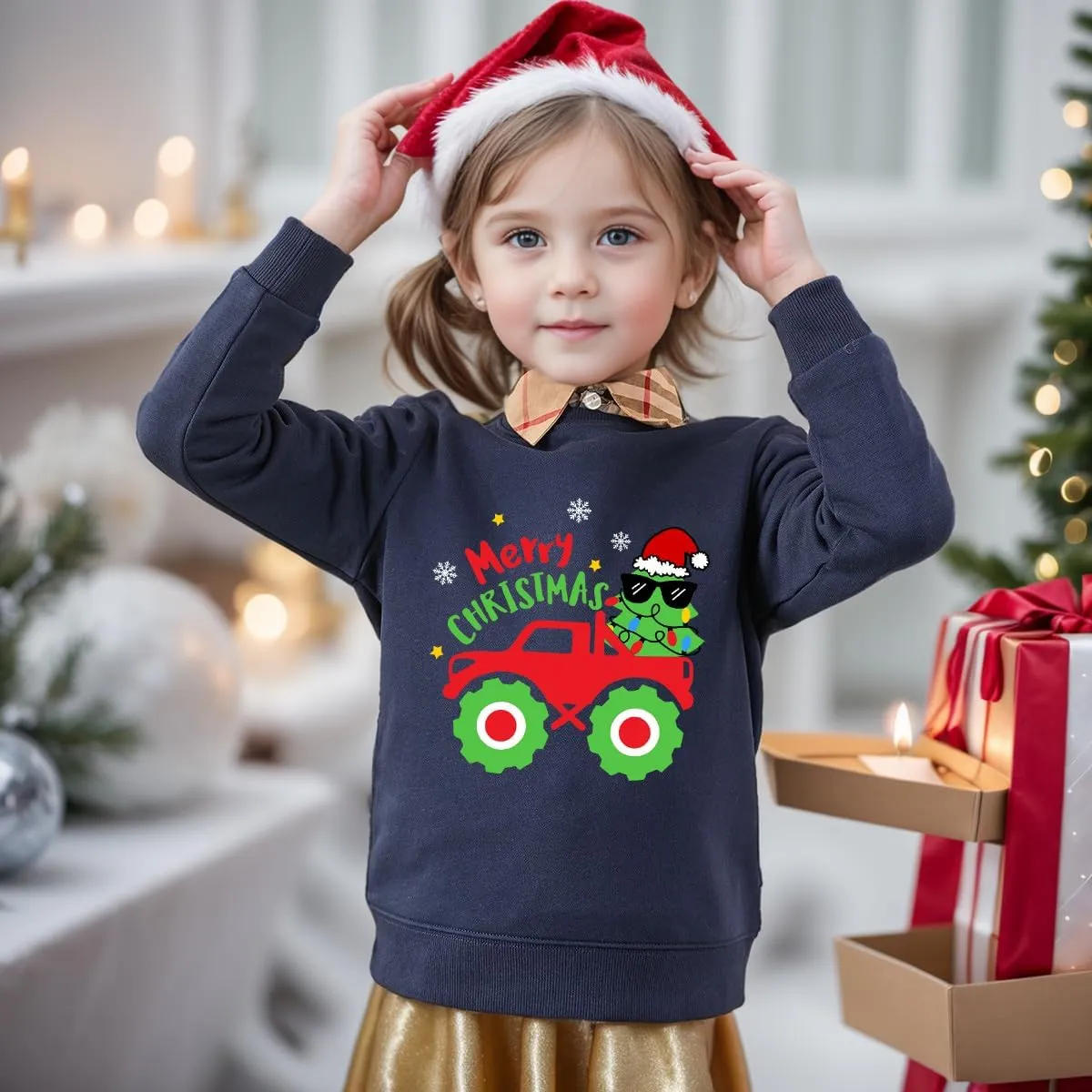 Boys Girls Christmas Sweatshirt Toddler Kids Ugly Xmas Sweater Style Santa Shirt Tops Clothes 1-7 Years