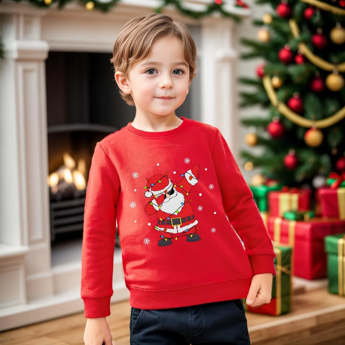 Boys Girls Christmas Sweatshirt Toddler Kids Ugly Xmas Sweater Style Santa Shirt Tops Clothes 1-7 Years