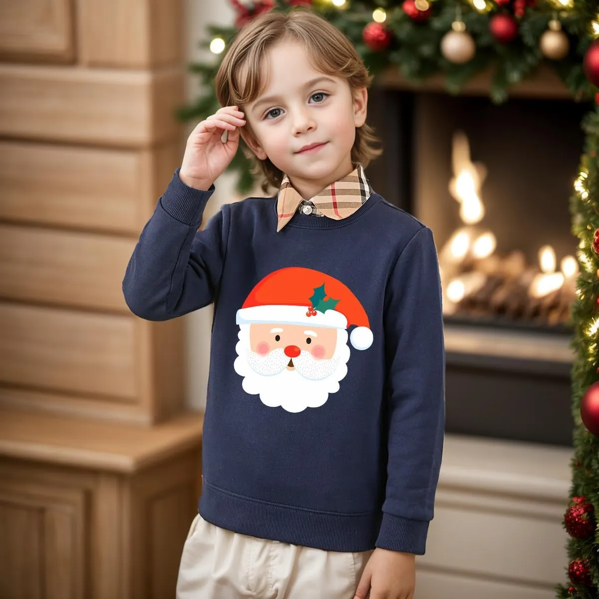 Boys Girls Christmas Sweatshirt Toddler Kids Ugly Xmas Sweater Style Santa Shirt Tops Clothes 1-7 Years