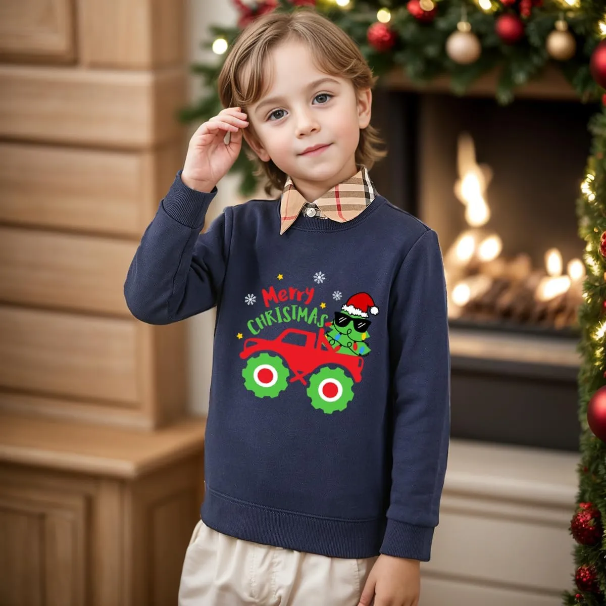 Boys Girls Christmas Sweatshirt Toddler Kids Ugly Xmas Sweater Style Santa Shirt Tops Clothes 1-7 Years