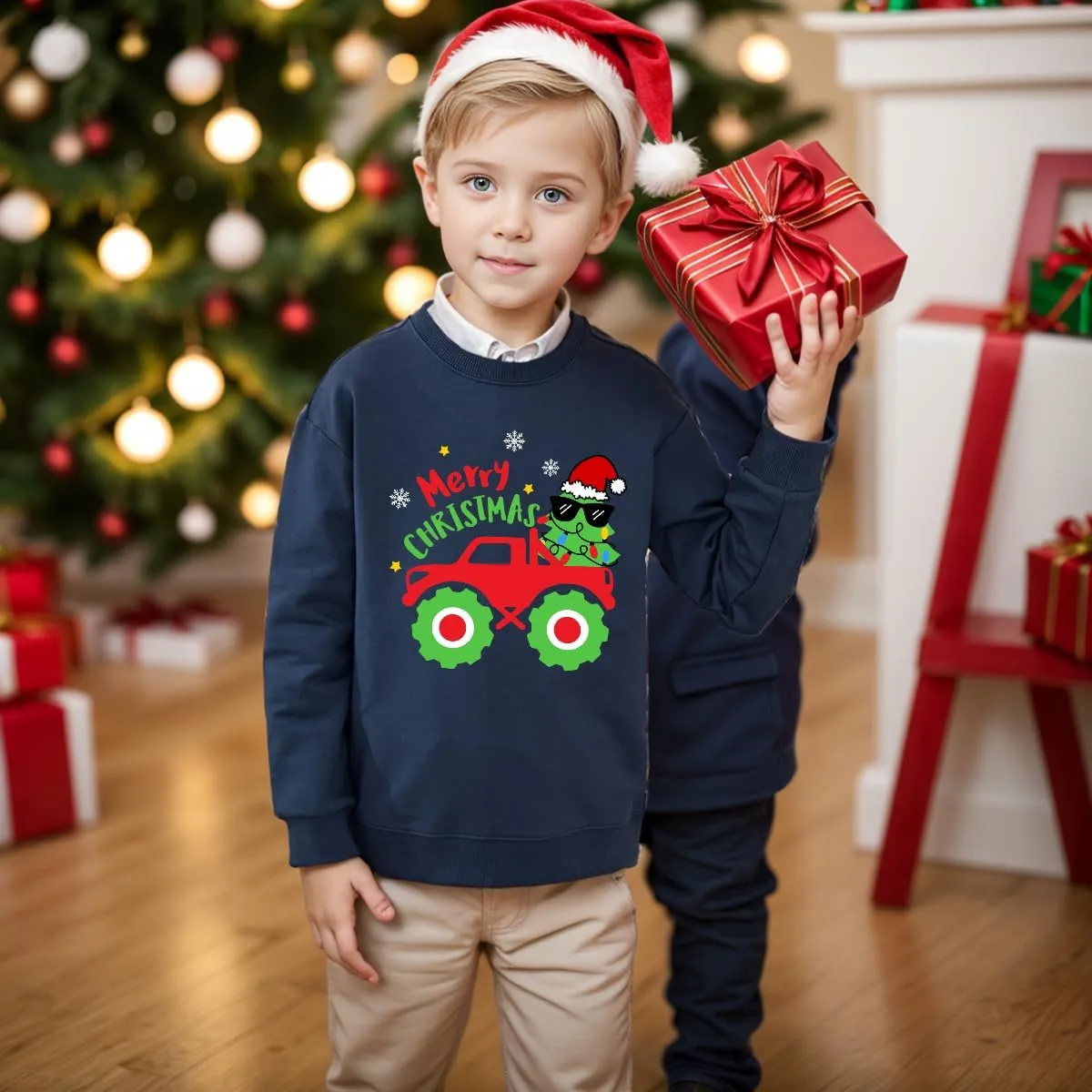 Boys Girls Christmas Sweatshirt Toddler Kids Ugly Xmas Sweater Style Santa Shirt Tops Clothes 1-7 Years