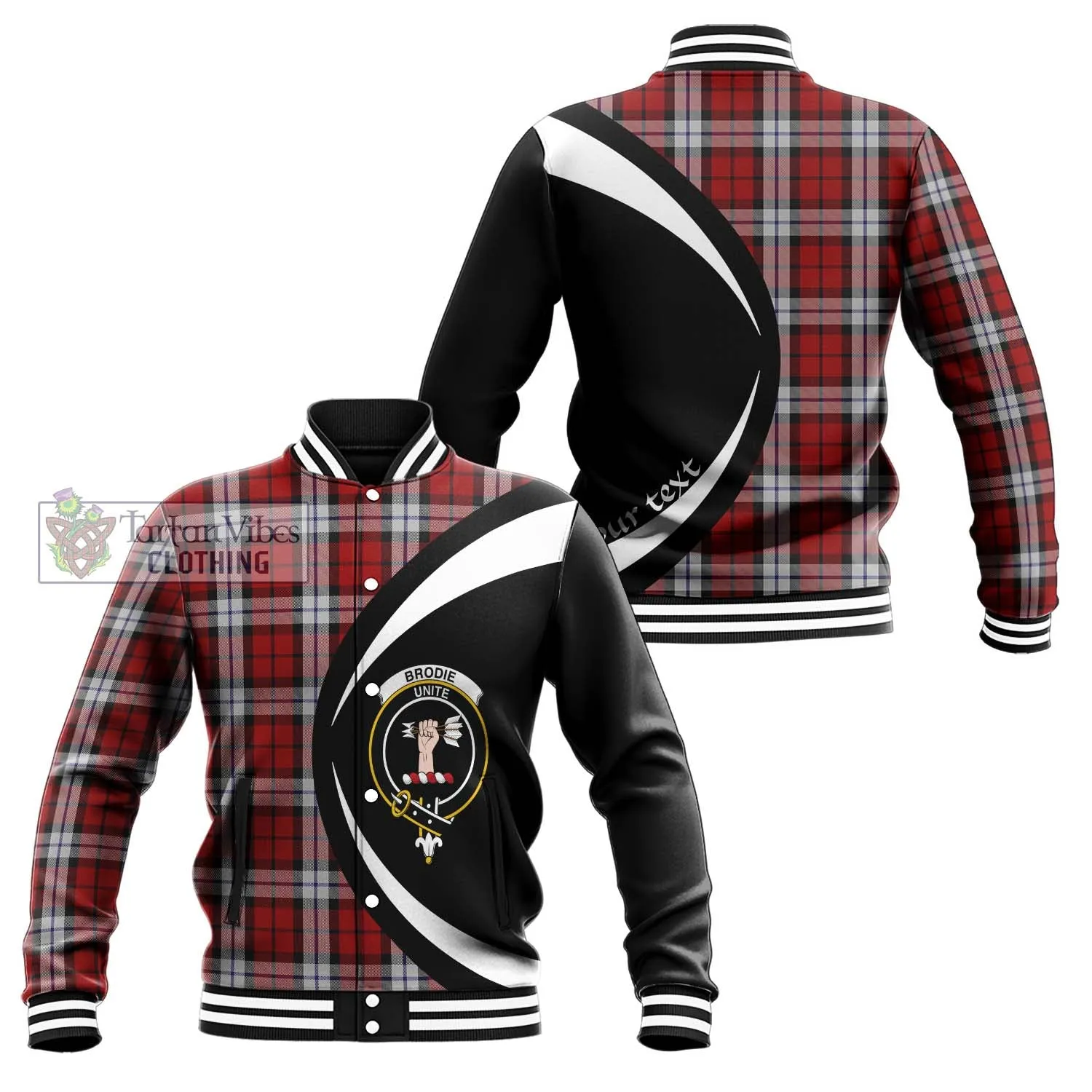 Brodie Dress Tartan Baseball Jacket with Family Crest Circle Style