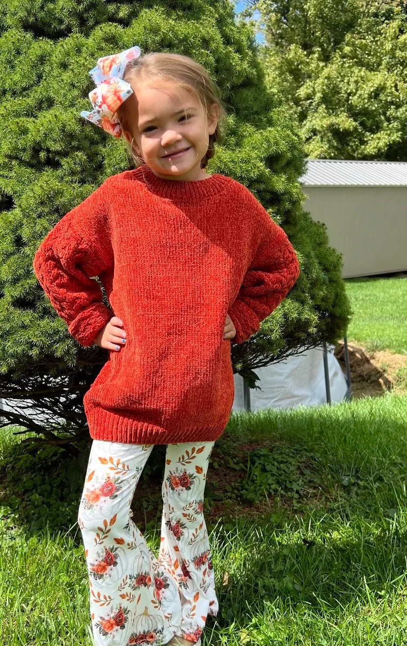 Burnt Orange Sweater with Matching Pumpkin Bell Bottoms