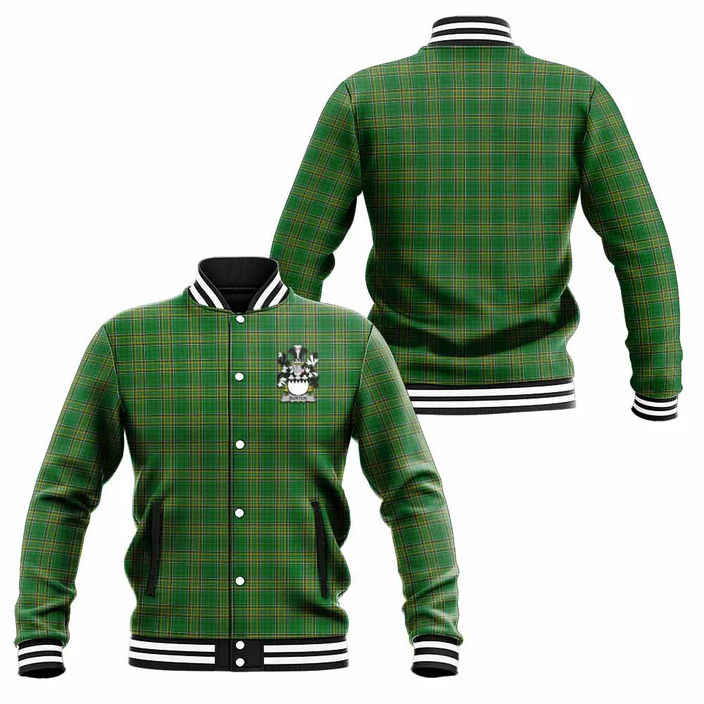 Burton Irish Clan Tartan Baseball Jacket with Coat of Arms