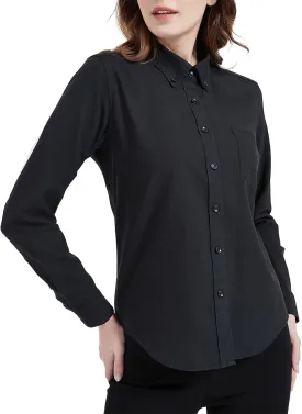 Button Up Shirt Women Long Sleeve Oxford Shirt Classic-Fit Cotton Work Blouse Wrinkle Resistant
