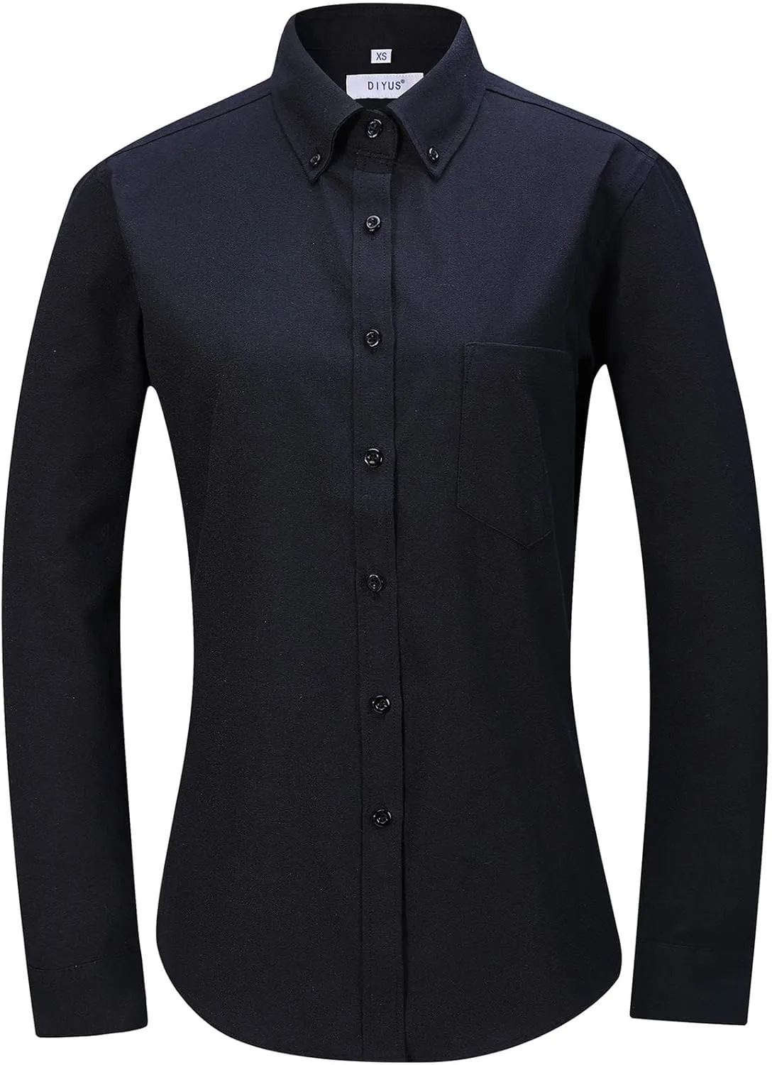 Button Up Shirt Women Long Sleeve Oxford Shirt Classic-Fit Cotton Work Blouse Wrinkle Resistant