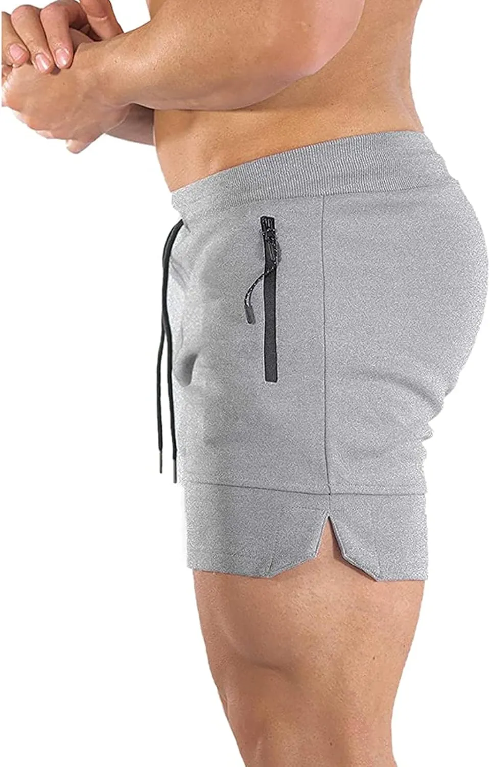 BUXKR Mens Workout Shorts 5 Inch Quick Dry Gym Shorts for Men Athletic Running Shorts with Zipper Pockets