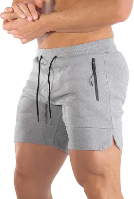 BUXKR Mens Workout Shorts 5 Inch Quick Dry Gym Shorts for Men Athletic Running Shorts with Zipper Pockets