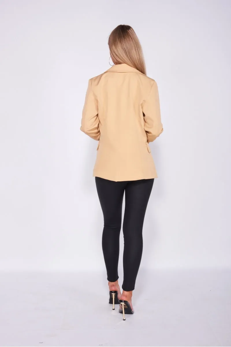 Camel Double Breasted Blazer