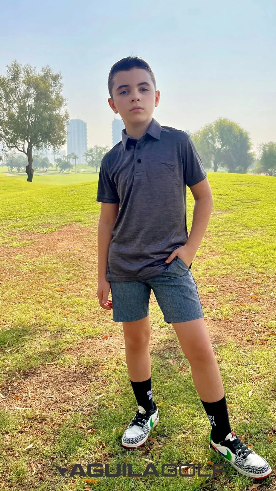 Classico R-L Grey Kid's Golf Polo
