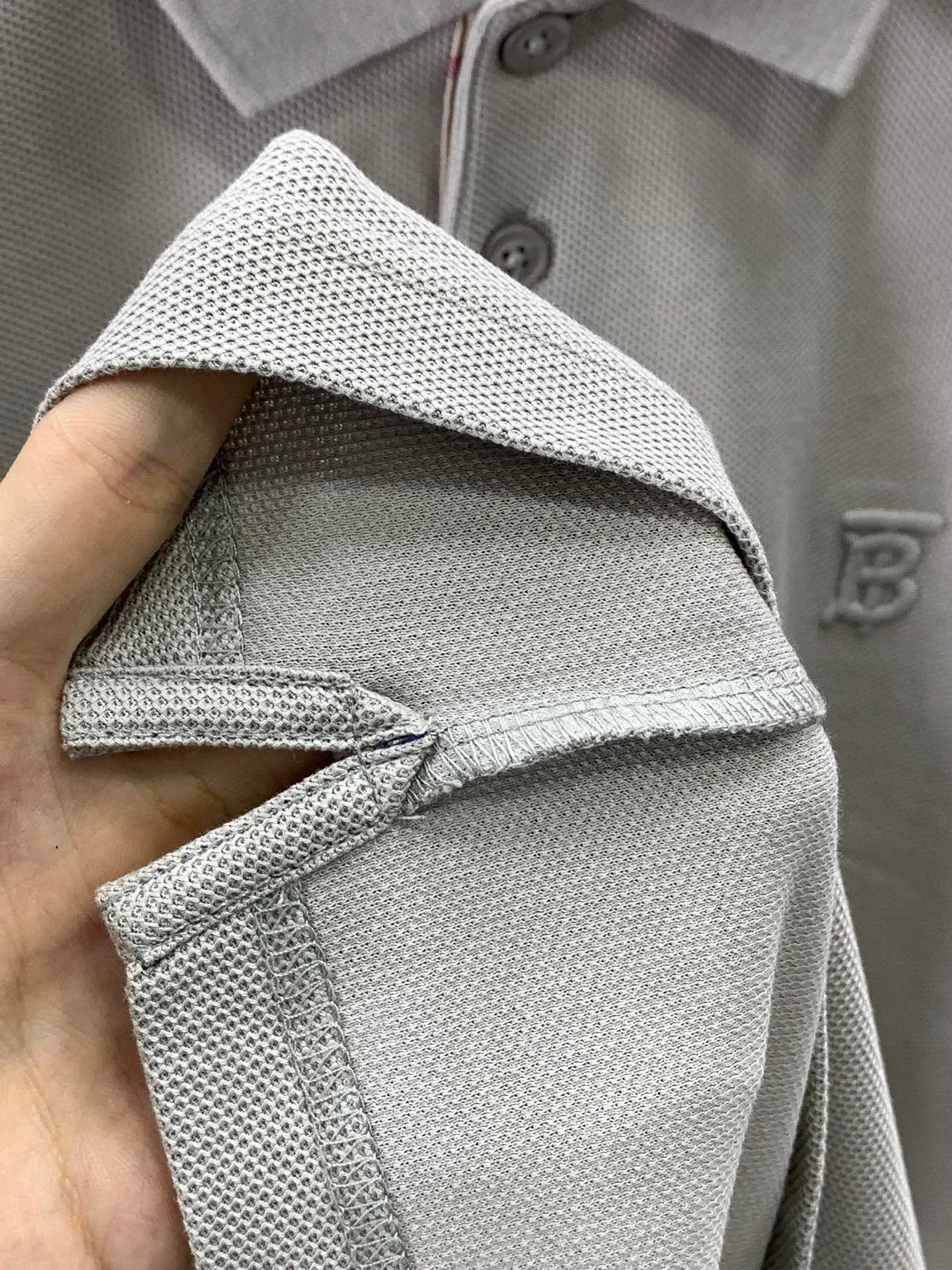 CLTH280 BUR Monogram Motif Cotton Piqué Polo Shirt