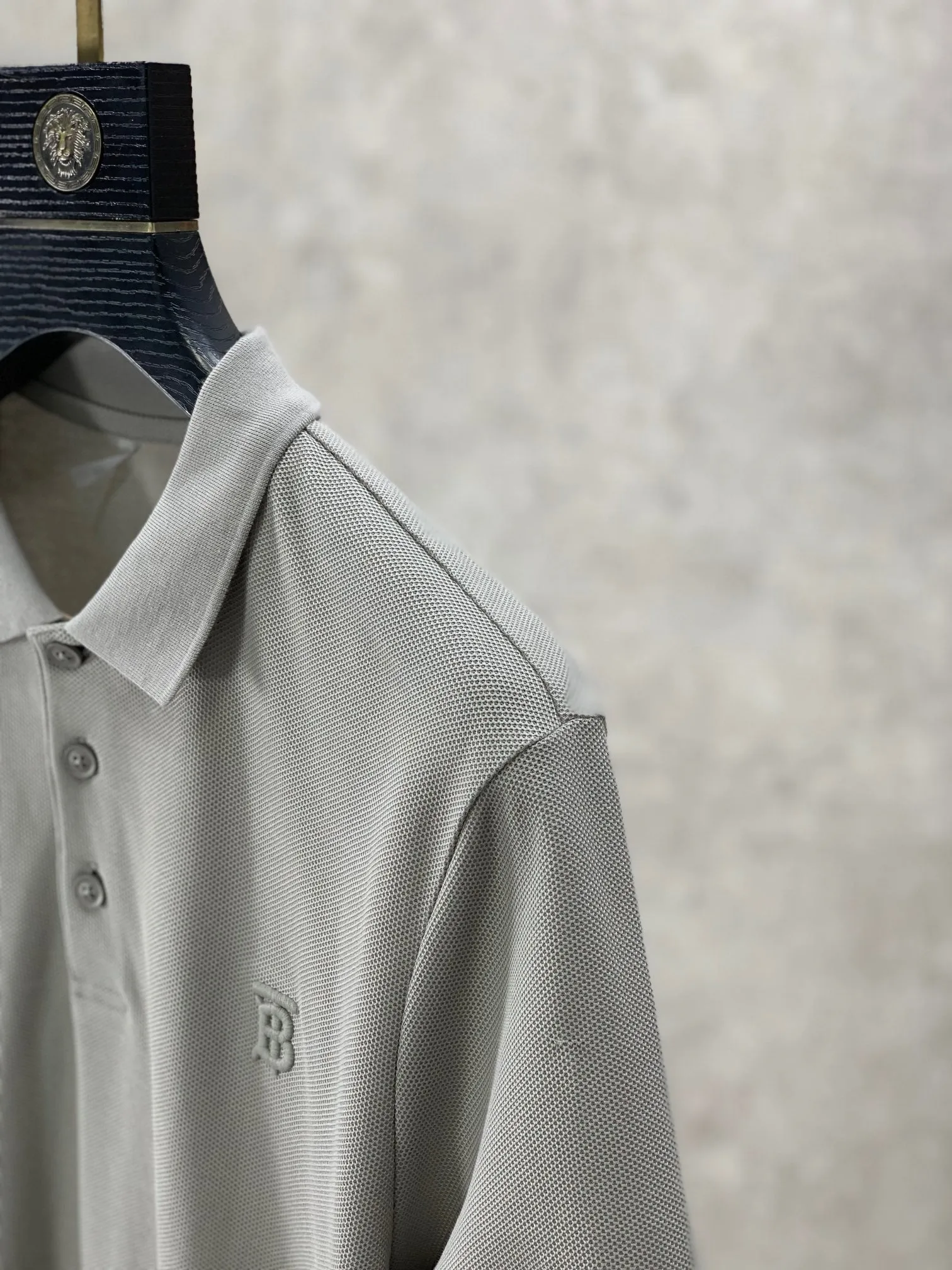 CLTH280 BUR Monogram Motif Cotton Piqué Polo Shirt