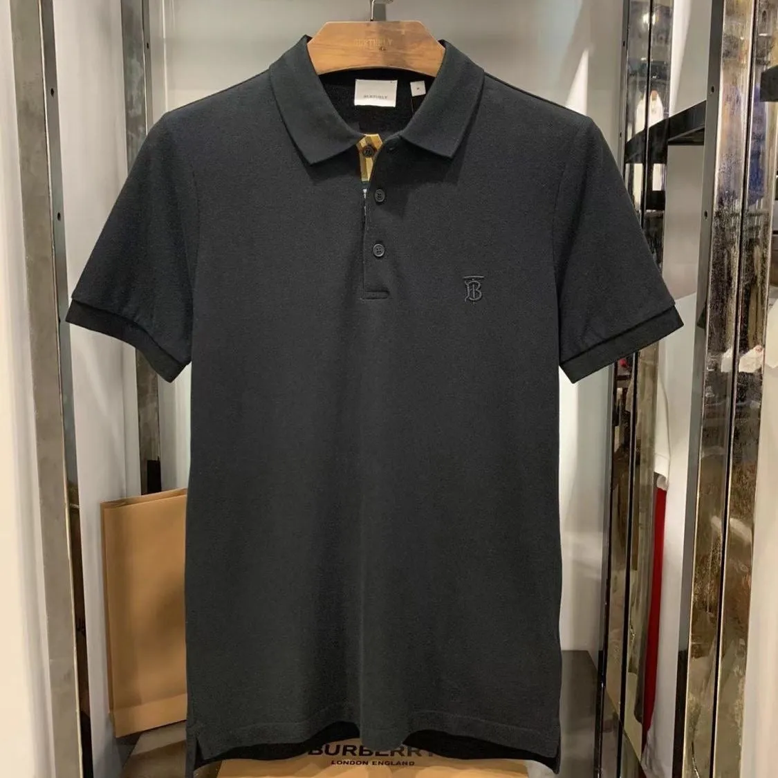 CLTH280 BUR Monogram Motif Cotton Piqué Polo Shirt