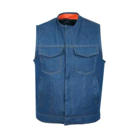 Cut off Blue Denim Mens Waiscoat-Gilet Biker