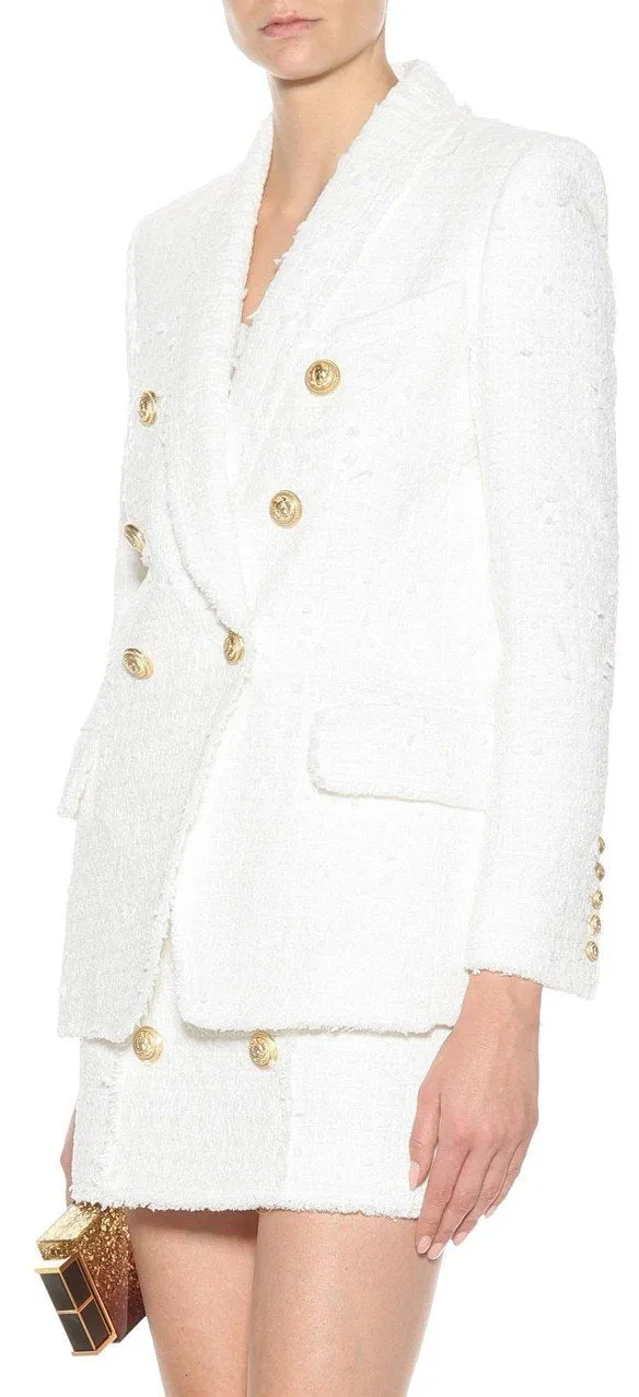 Double-Breasted Tweed Blazer