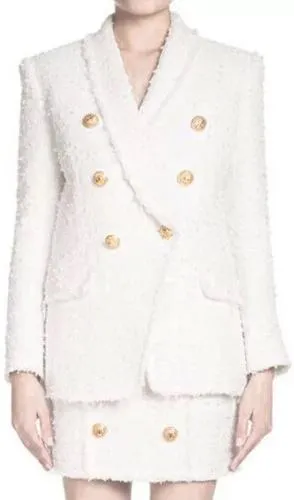 Double-Breasted Tweed Blazer