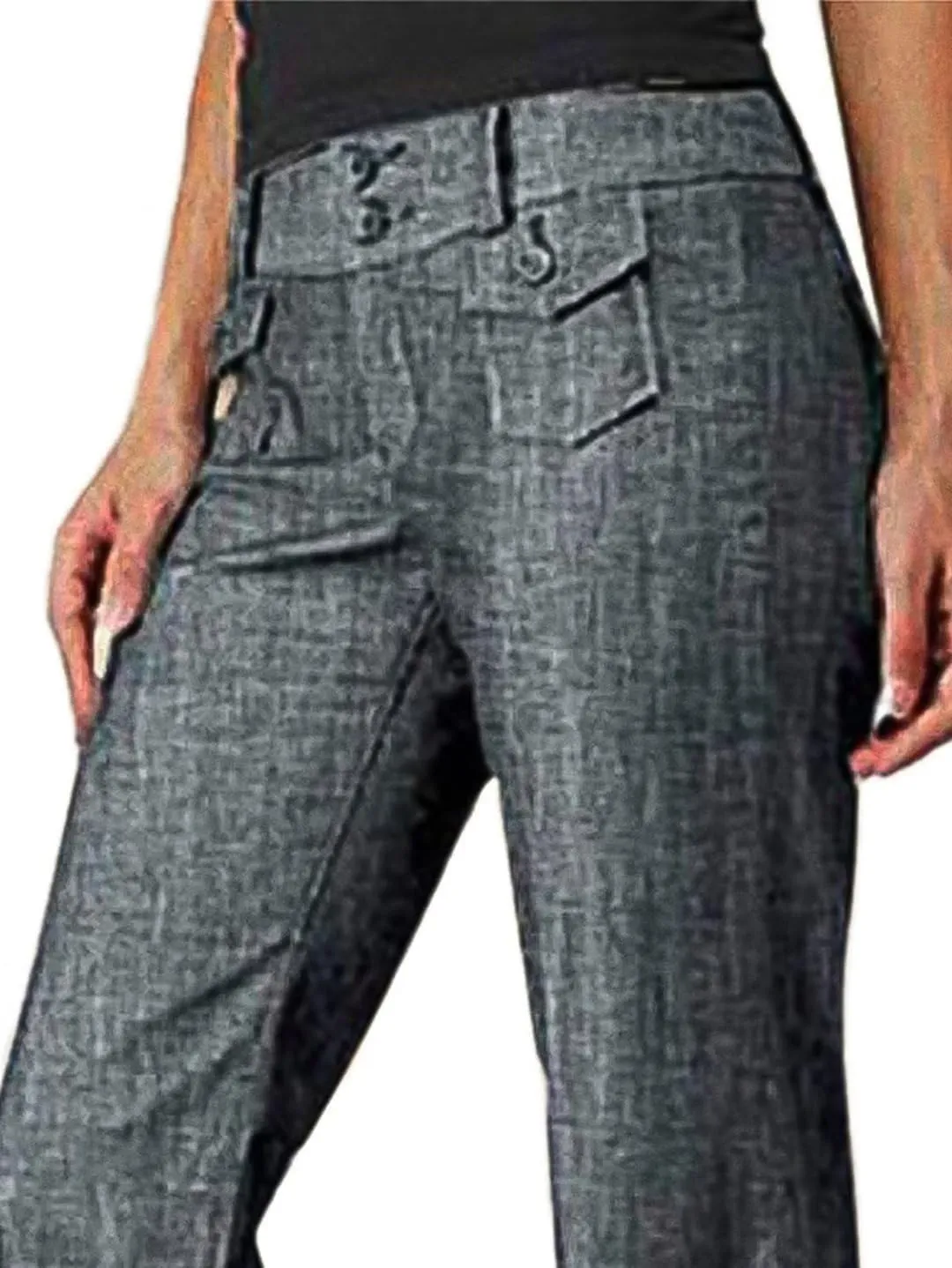 Flamingals Womens Jeans Solid Double Breasted Pocket Straight Leg Jeans
