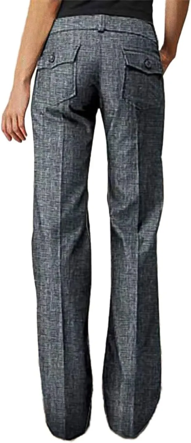 Flamingals Womens Jeans Solid Double Breasted Pocket Straight Leg Jeans