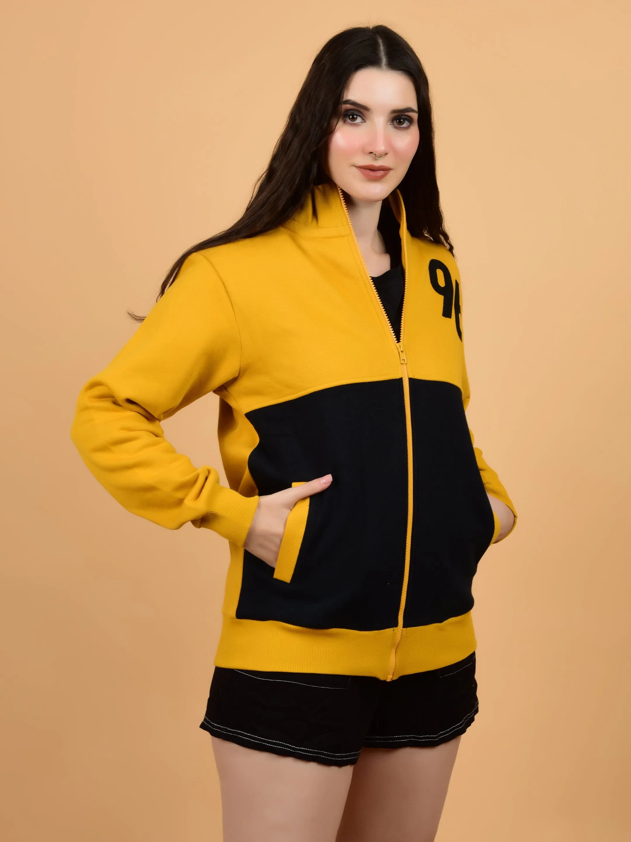 Flawless Women Mustard Zipper Sweatshirt