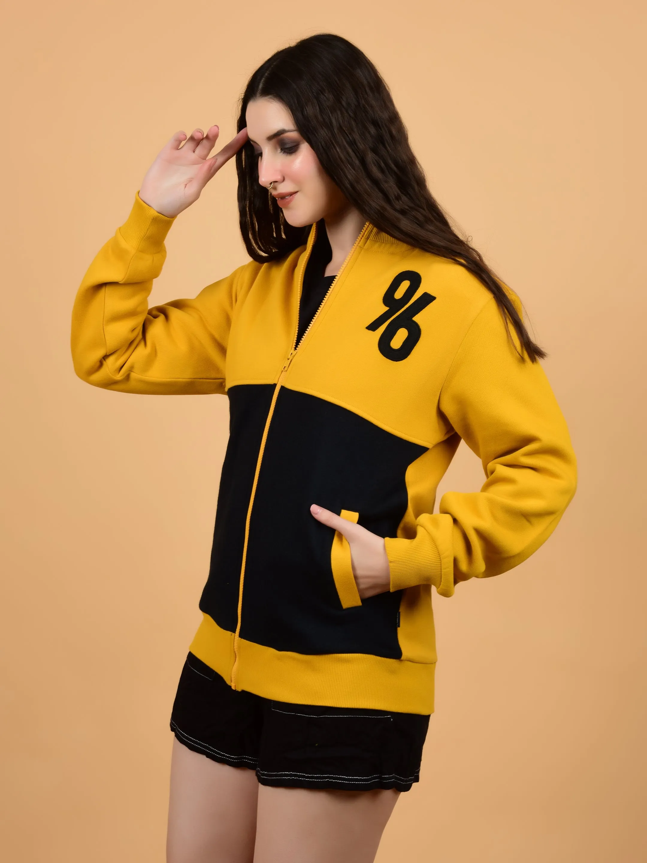 Flawless Women Mustard Zipper Sweatshirt