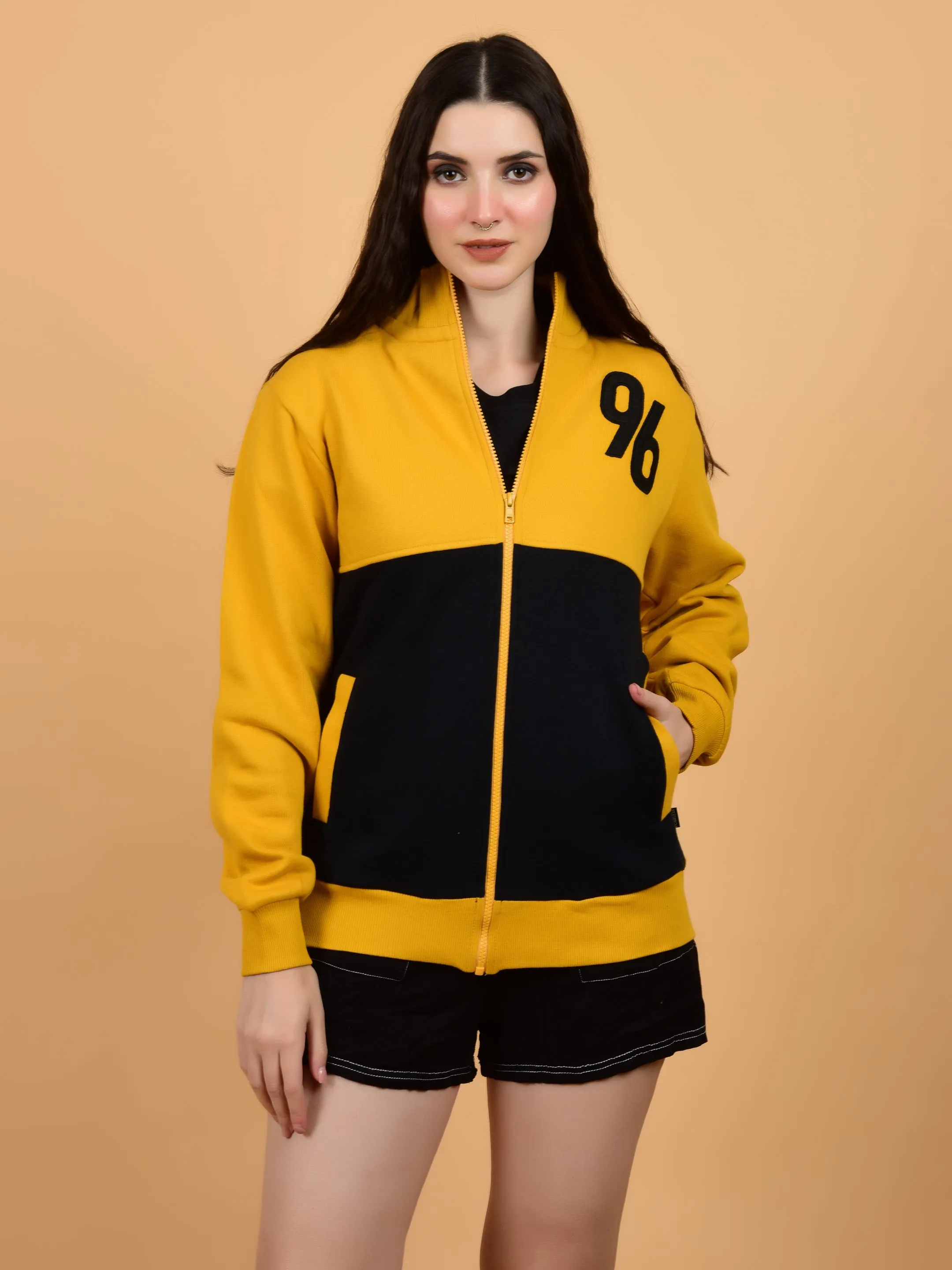 Flawless Women Mustard Zipper Sweatshirt