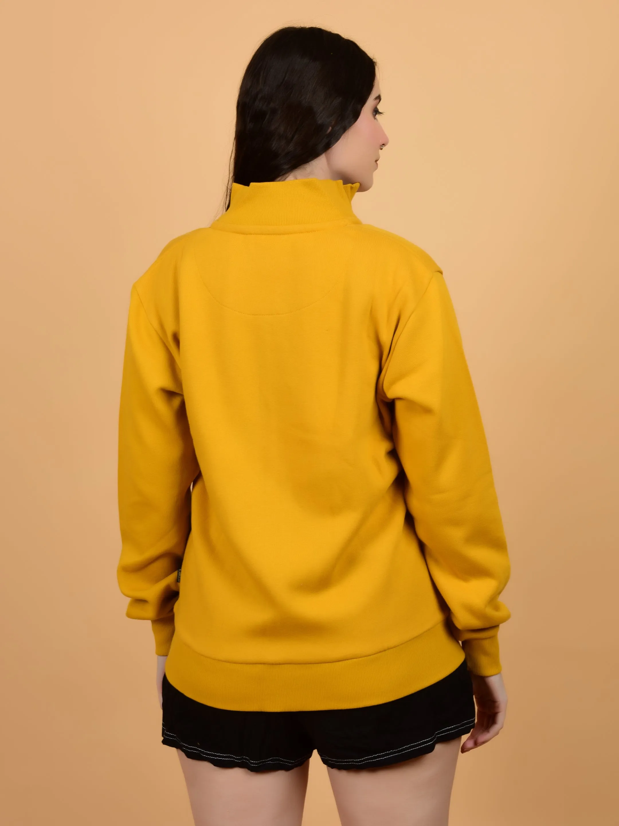 Flawless Women Mustard Zipper Sweatshirt