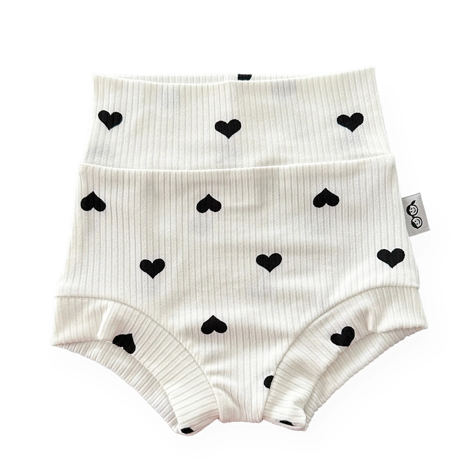 Flipped Black Hearts on White Ribbed Summer Lounge Set