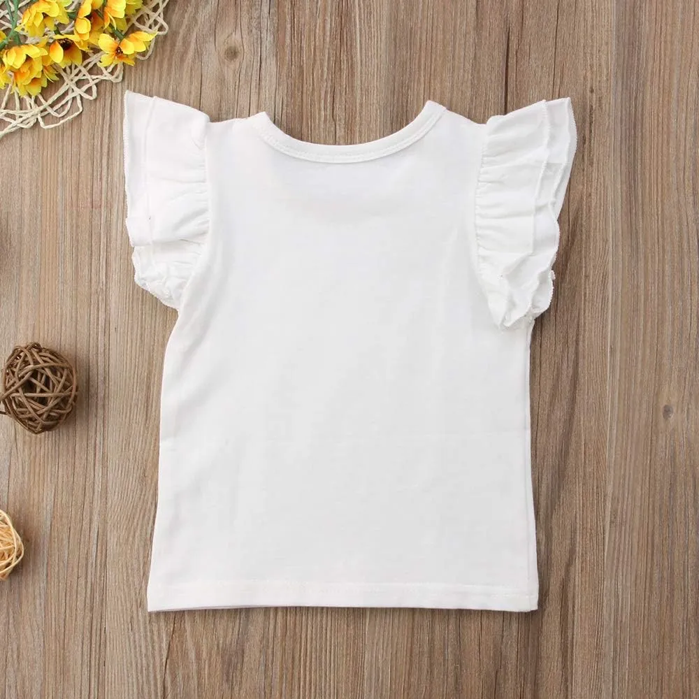 Infant Toddler Baby Girl Top Basic Plain Ruffle T-Shirt Blouse Casual Clothes