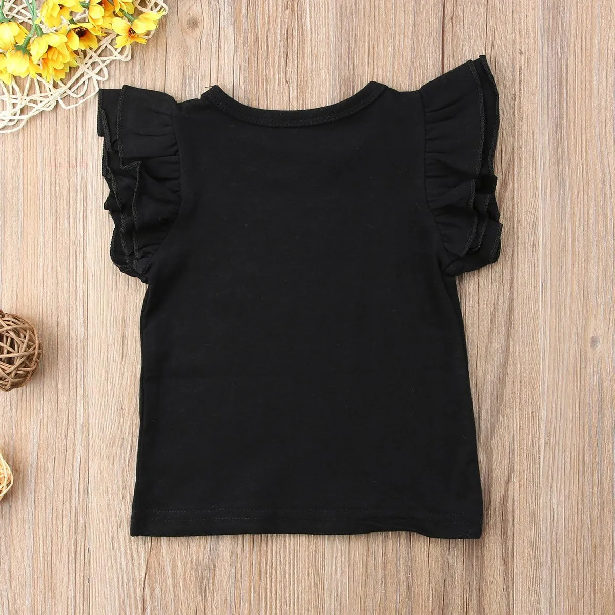 Infant Toddler Baby Girl Top Basic Plain Ruffle T-Shirt Blouse Casual Clothes