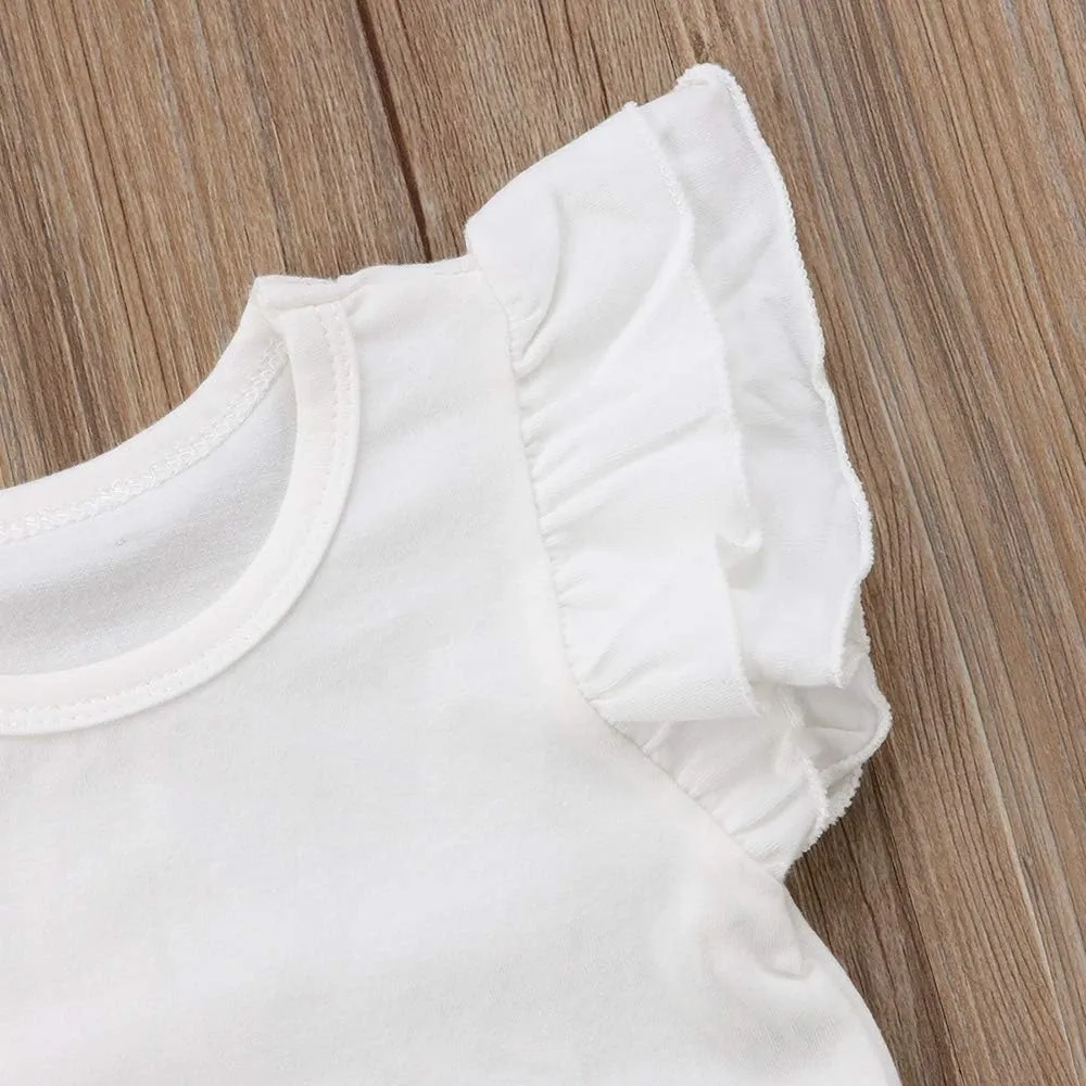 Infant Toddler Baby Girl Top Basic Plain Ruffle T-Shirt Blouse Casual Clothes